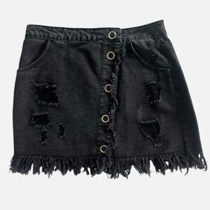 Signature8 Black Frayed Mini Skirt